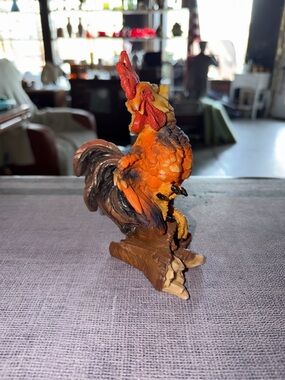 Vintage Hand-Painted Orange Rooster Figurine